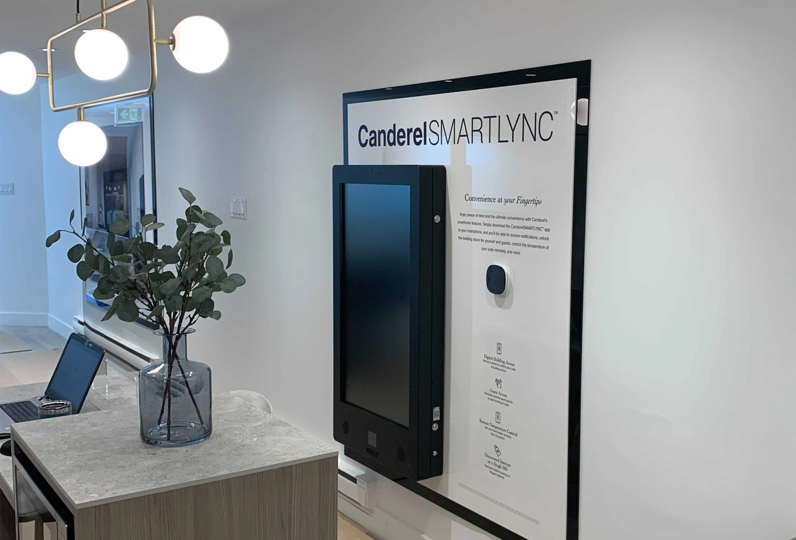 Smart Video Intercom on the wall inside a building's presentation centre