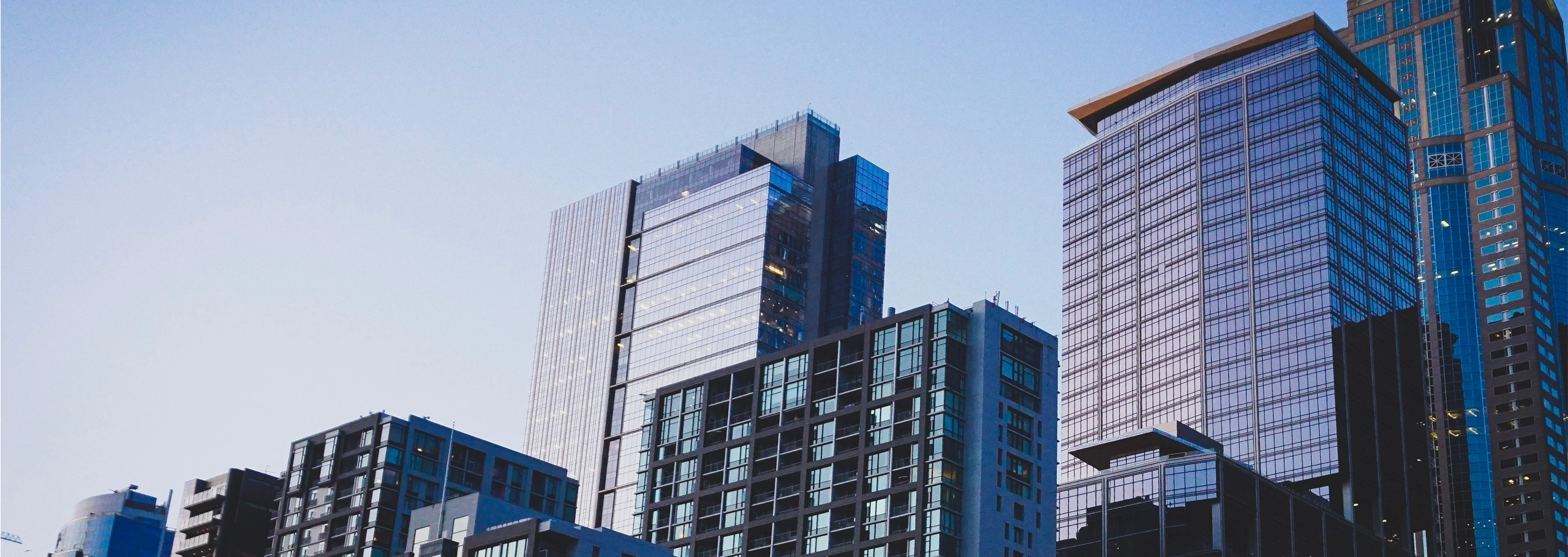 Exterior shot of buildings with a lot of windows