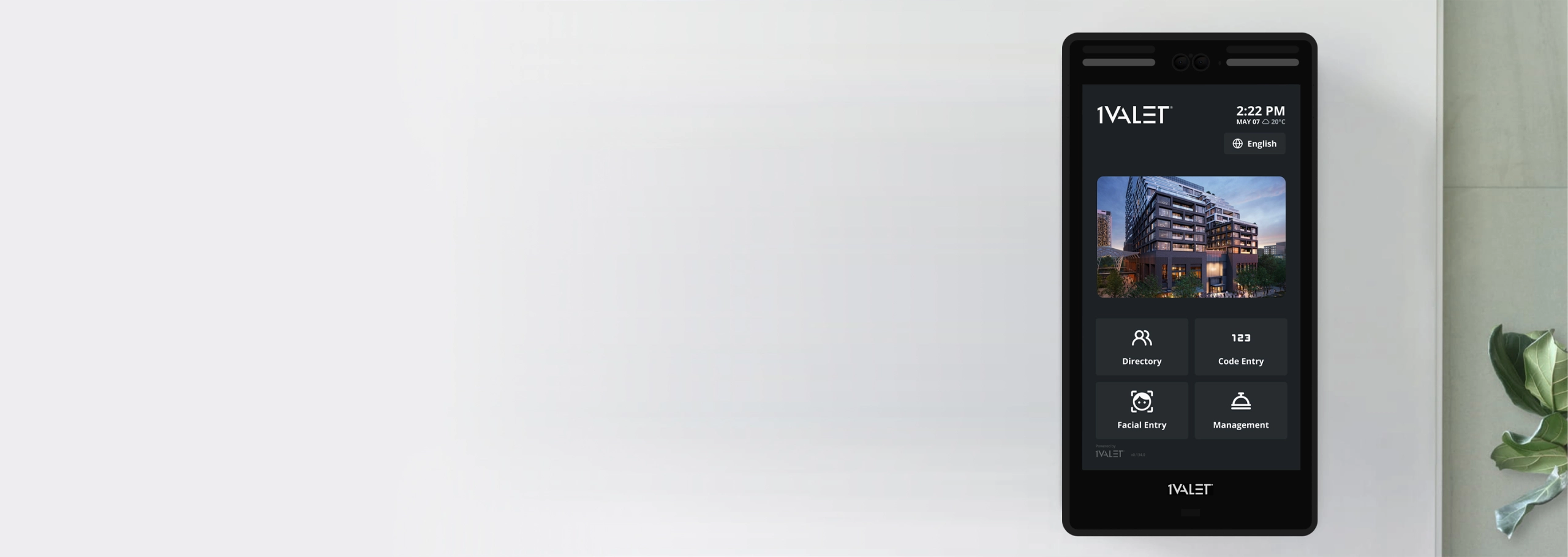 1VALET smart video entry system wall mounted in lobby