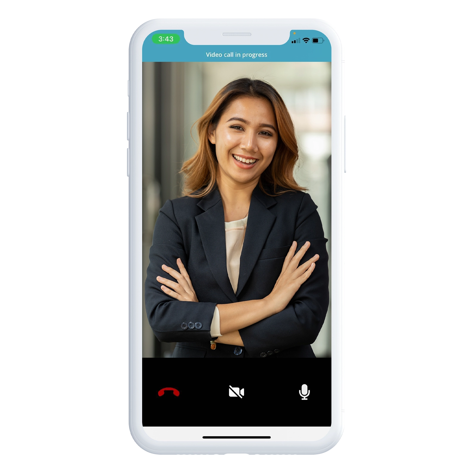 Mockup of phone with an incoming video call on it