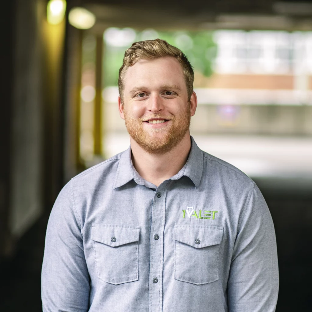 1VALET employee wearing a branded shirt