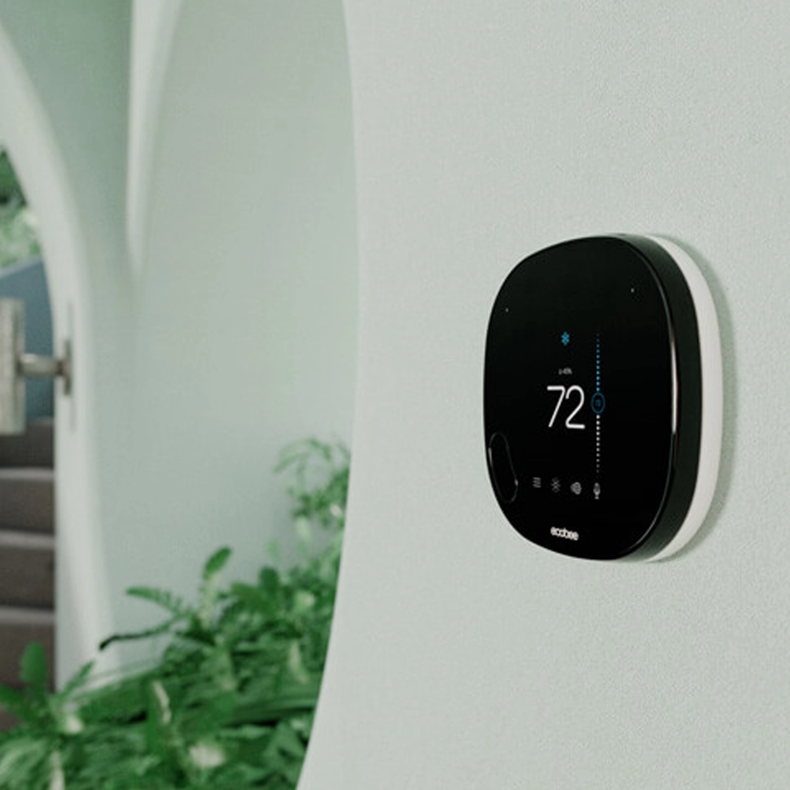 Smart thermostat on the wall